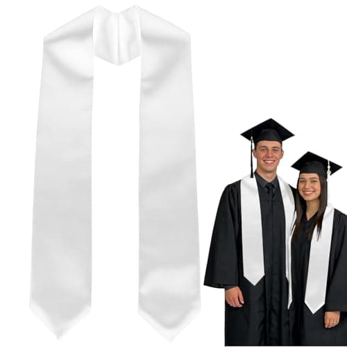 Oeyliz Graduation Stole Class of 2026 Stoles for Graduation 2026 Unisex Adults Blank Graduations Stole 72 Inch Plain White Graduations Stoles - Image 1