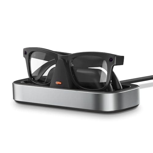 Charging Station for Meta Ray-Ban Glasses - Wayfarer, Skyler, Headliner & Oakley Meta HSTN Charger with LED Indicator (Platinum)