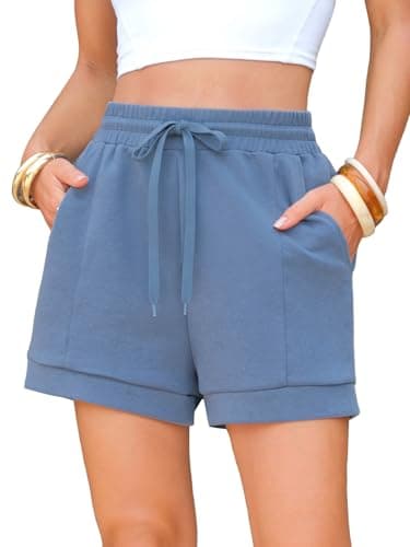 EXLURA Womens Casual Cotton Sweat Shorts Elastic Drawstring Dolphin Short Summer High Waist Workout Lounge Short with Pockets