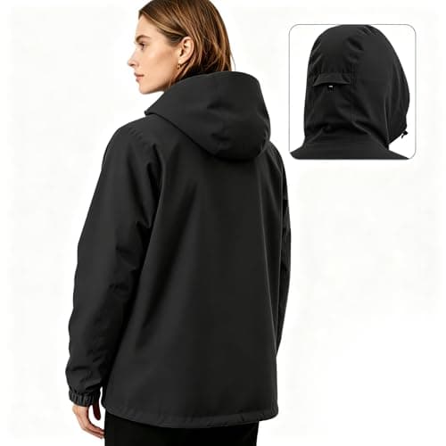 ACCNUO Women's Rain Jacket Waterproof Lightweight Rain Coat with Hood, Breathable Windbreaker for Outdoor Hiking Travel - Thumbnail 2