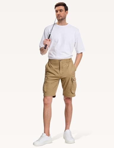 AOHIKE Convertible Hiking Pants Men - Relaxed Fit Breathable Outdoor Cargo Pants for Camping Travel Fishing, Khaki - Thumbnail 3