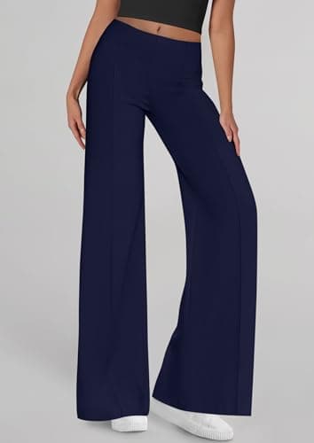 PRETTYGARDEN Women's Wide Leg Palazzo Pants 2026 Dressy Casual Lounge Workout Sweatpants High Waisted Trousers(Navy Blue,Large) - Thumbnail 3