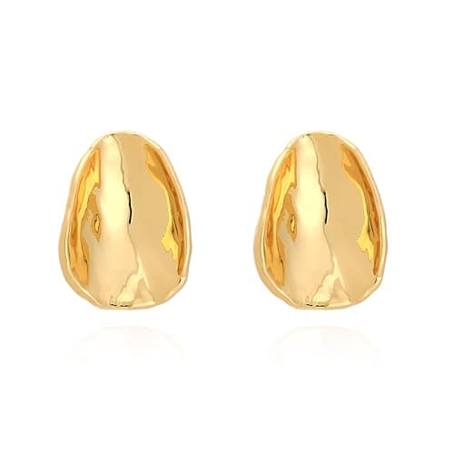 Milan Chiva 14K Gold Statement Stud Earrings for Women Trendy Gold Plated Chunky Geometric Dangle Jewelry MCE-1021GD - Image 1