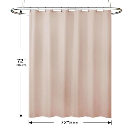 Lameirose 3 in 1 Shower Curtain Set, Pink Shower Curtain and Liner Set with 12 Double Sided Shower Curtain Hooks, Cloth Shower Curtains for Bathroom,Waterproof, 72" W*72" H - Thumbnail 6