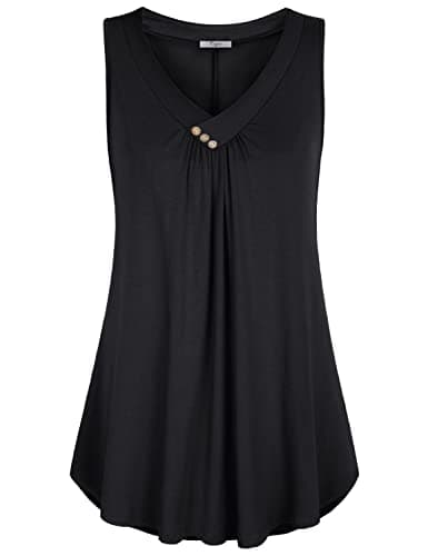 Cestyle Black Tunic Tops for Women to Wear with Leggings Ladies Loose Summer Tops and Blouses Loose Fit Flattering Tops to Hide Tummy Black X-Large - Image 1
