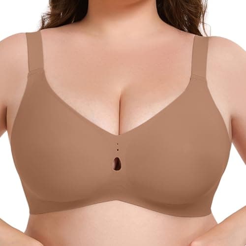Xcutting Jelly Bras for Women Supportive Wireless Comfort Bra Full Coverage No Underwear Seamless Plus Size for Older Women (Coffee, 2XL) - Image 1