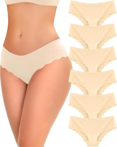 FINETOO 6 pack Seamless Underwear for Women Sexy Low Rise Hipster Wave Edge No Show Bikini Panties Womens Cheeky S-XL - Image 1