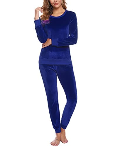 Totatuit Track Suits for Women Sets Velour Sweatsuits 2 Piece Long Sleeve Winter Pajamas loungewear Sets Blue XS - Image 1