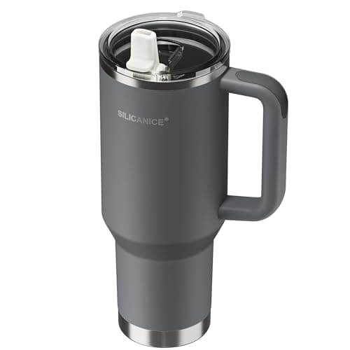 SILICANICE For Travel & Gym – Never Drink from a Moldy Lid Again: 40oz Hygienic Tumbler, 100% Leakproof Lid & Removable Foldable Spout. Reinforced Base, Fits Cup Holders - Gray
