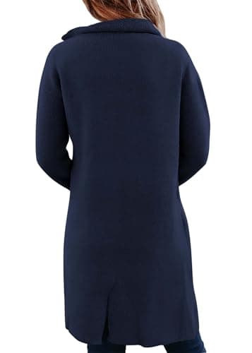 KIRUNDO Cardigan Sweaters for Women 2026 Fall Open Front Knit Sweater Jackets Business Casual Long Coatigan Winter Clothing(Navy, XX-Large) - Thumbnail 2