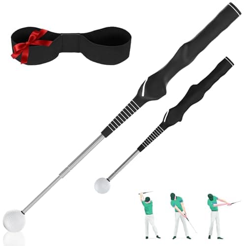 Hibijou Retractable Golf Swing Trainer for Right-Handed Golfers with Click Feedback – Tempo & Rhythm Training Aid for Beginners & Intermediate Players, Warm-Up Tool for Swing Consistency