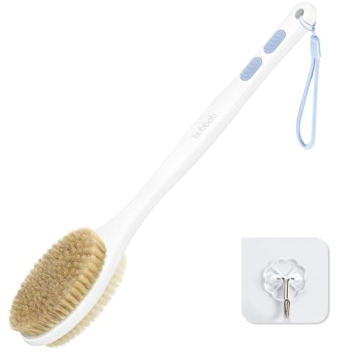 Bubbob Back Scrubber for Shower with Long Handle, Exfoliating Bath Brush for Body - Double Sided Bristles (Stiff & Soft), Anti-Slip Grip, Lightweight - Gift for Seniors, Includes Lanyard & Hook, Blue - Image 1