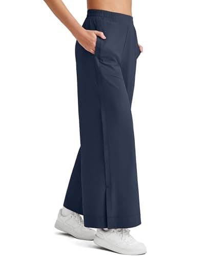 G4Free Wide Leg Yoga Pants Woman Fast Dry Baggy Lounge Pants Summer Casual Trouser Daily Work Summer(Dark Navy,M,25") - Image 1