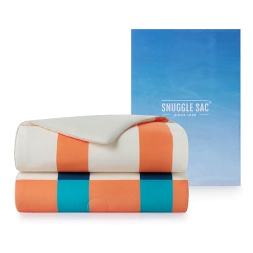 Snuggle Sac Mediterranean Stripe Cooling Comforter Twin Size Set, Q-Max ＞0.45 Cooling Blanket for Hot Sleepers & Night Sweats, Double-Sided Lightweight Breathable Summer Quilt, 68x90 Multi Orange - Image 1