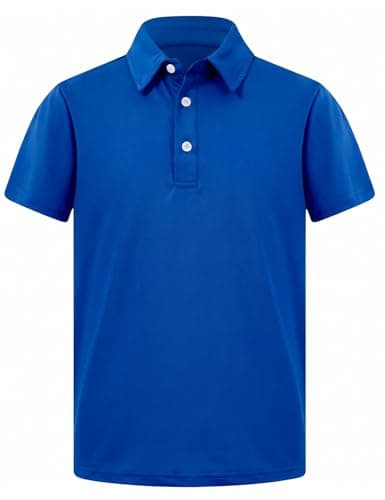 Cozople Boys Polo Shirts Short Sleeve Performance Moisture Wicking Dry Fit Golf Shirts for School Active Casual,Royal Blue,Size 7-8 - Image 1