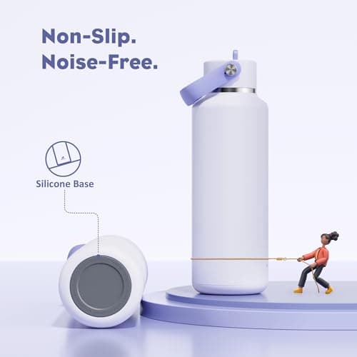 POWCAN 18 oz Slim Insulated Water Bottle: Leakproof, Lightweight, Cold for 24 Hrs, Double Walled Stainless Steel Water Bottle with Straw for Outdoors, Travel, Hiking, Biking, Sport (Lupine Haze) - Thumbnail 6