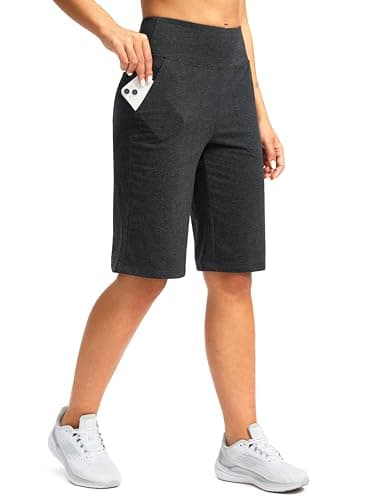 G Gradual Women's Bermuda Shorts 12" Knee Length with Pockets High Waisted Stretch Long Shorts for Women Casual Walking (Charcoal,XXXL) - Image 1