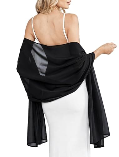 Avidlove Shawl Wraps for Women Chiffon Scarf for Elegant Bridal Wedding Wrap Scarf Lightweight Party Evening Black - Image 1