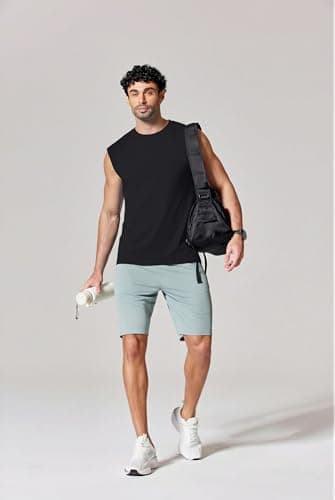 COOFANDY Mens Workout Tank Tops Cotton Sleeveless Tee Shirts Men Muscle Gym Shirts Running Loose Fit Tee Black XL - Thumbnail 6