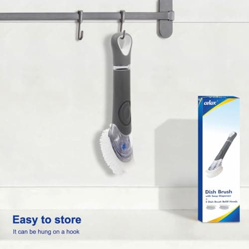 CELOX Dish Brush with Soap Dispenser, 1 Dish Wand & 3 Dish Brush Refill Heads - Thumbnail 5