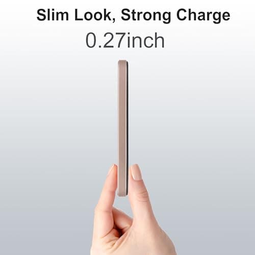 VONUV Magnetic Portable Charger 5000mAh, 15W Ultra Slim Wireless Portable Charger, Fast Charging for iPhone 16/15/14/13/12 Pro/Pro Max/Plus, Metal Shell, USB-C Cable to Charge Other Phones (Gold) - Thumbnail 4