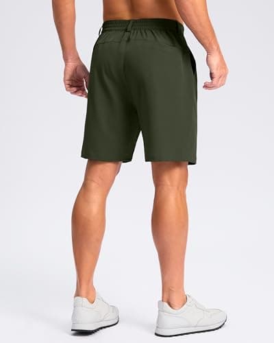 Pudolla Men's Casual Shorts 7" Lightweight Golf Shorts with 3 Pockets Stretch Quick Dry Work Shorts（Army_Green XXXL - Thumbnail 2