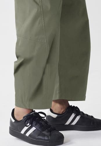 EGOCKAL Womens Elastic Waist Ankle Pants Baggy Curved Tapered Leg Barrel Travel Pants with Pockets Green - Thumbnail 4