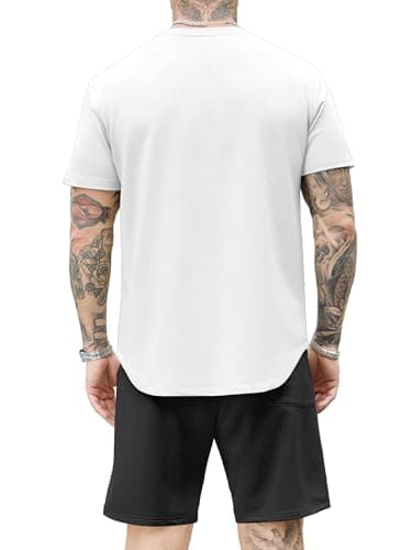 JEMLDL Men's 2 Piece Casual Loungewear Set Short Sleeve Shirt & Shorts Summer Outfits Soft Track Suit for Home Vacation Beach White 3XL - Thumbnail 4