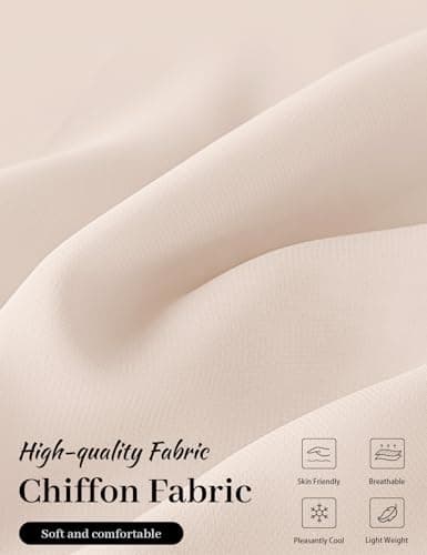 BEAUZSUZSANA Women Chiffon Bolero Cape Capelets with Arm Holes Shawls and Wraps for Evening Dress Bridal Wedding Party (Peach,L-XL) - Thumbnail 4