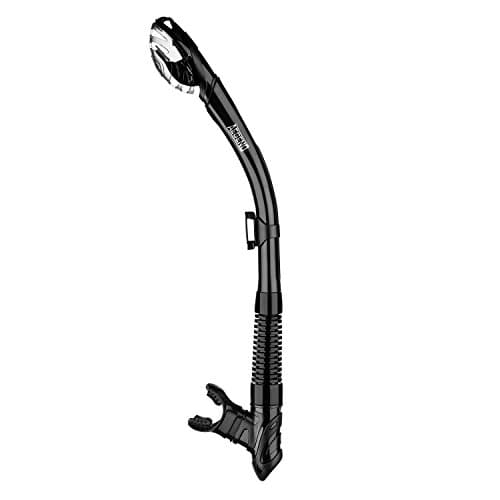 Aegend Dry Snorkel, Easy-Breath Free Diving Snorkel for Snorkeling Scuba Diving Freediving Swimming, with Top Dry Valve and Food-Grade Silicone Mouthpiece for Adult Youth, Black - Image 1