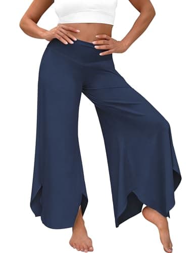 LOOKBOHO Women's Wide Leg Pants Yoga Sweatpants Casual Loose Comfy High Waisted Sports Athletic Lounge Pants with Pockets Dark Navy XXL - Image 1