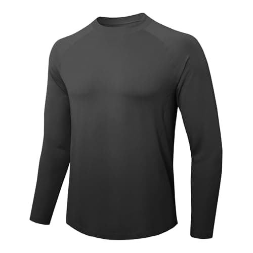 MeetHoo Long Sleeve Workout Shirts for Men Moiture Wicking T-Shirt Quick Dry Athletic Active Tees A-Black - Image 1