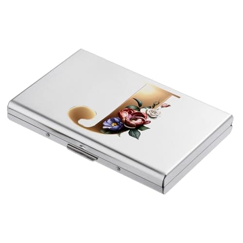 BONSYL Credit Card Holder, Slim RFID Blocking Card Holder Wallet, Fashionable Design and Artistic Patterns Metal Credit Card Holder Wallet, for Men Women.(6 Slots/Silver/J)