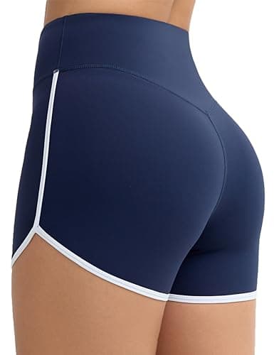 THE GYM PEOPLE Women's High Waist Workout Shorts Breathable Dolphin Split Elastic Lounge Yoga Shorts - Image 1