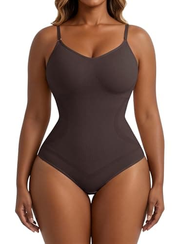 Xcutting Women's Shapewear Bodysuit Tummy Control Seamless Body Shaper Smooths & Lifts Waist Shaping Comfortable Everyday Wear Jumpsuit (Chocolate Brown Brief, Large) - Image 1