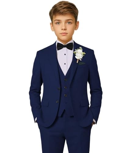 Suit for Boys Blue Tuxedo Slim Formal Sets for Boy 5 Piece Suits Size 12 - Image 1