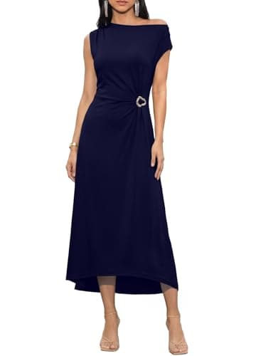 Dokotoo Womens Summer Wedding Guest Dress Fashion Clothing 2026 Spring Spring Holiday Party Outfits for Women Crewneck Sleeveless Elegant Casual Beach Graduation Cocktail Long Maxi Dress Navy Blue - Image 1