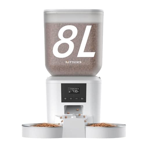 Automatic Cat Feeder for 2 Cats - 8L/34 Cups Large Capacity Auto Cat Food Dispenser with LCD Screen, 2 Food Trays, Timed Feeder, Up to 50 Portions 6 Meals Per Day, Keep Fresh - Image 1