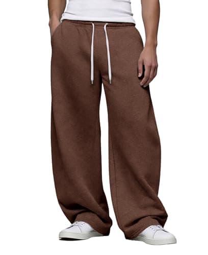 Susclude Mens Baggy Sweatpants Wide Leg Elastic Waist Lounge Joggers with Pockets Loose Fit Casual Lightweight Track Pants Coffee - Image 1