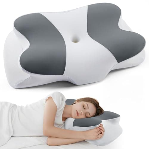 DONAMA Cervical Neck Pillow- Ergonomic Pillows for Pain Relief, Contour Memory Foam Pillow for Side/Back/Stomach Sleepers, CertiPUR-US Certified with Cooling Ice Silk Pillowcase - Image 1