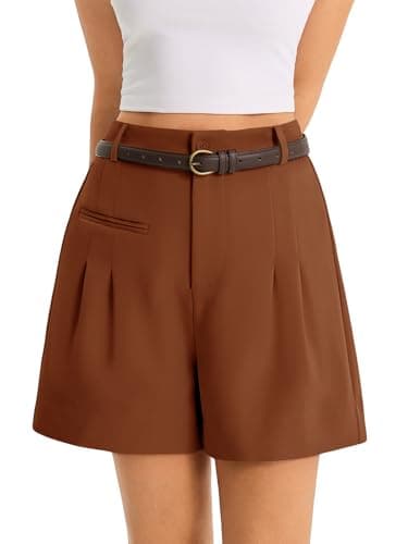 Cicy Bell Womens Wide Leg Dressy Shorts Casual Summer High Waisted Tailored Work Suits Shorts Coffee - Image 1
