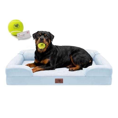 Orthopedic Dog Bed for Extra Large Dogs, XXL Waterproof Egg Crate Memory Foam Pet Bed Bolsters with Removable Washable Cover & Non-Slip Bottom, Tennis Ball Toy, 45x35 - Image 1
