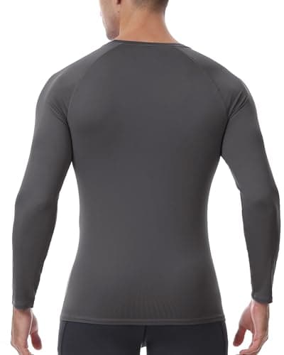 RIKUAOU Men's Long Sleeve Compression Shirt, Quick Dry Athletic Base Layer Top, Skins Fit Football Running Workout Undershirt - Thumbnail 3