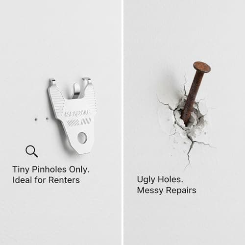 20Pcs Hardened Steel Claw Picture Hangers for Drywall,No Nails,Minimal Damage Wall Hooks for Frames, Art, Mirrors, Photos & Posters,All-in-One Hanging Hardware Kit for Room/Office Decor - Thumbnail 4