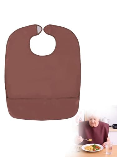 DegoCython Adult Bibs for Elderly Men & Women, Blue Waterproof Oil-Proof Bibs with Crumb Catcher, Wipe-Clean Flexible PVC, Adjustable Reusable, 24x19.3in (60.96x49cm) - Thumbnail 2