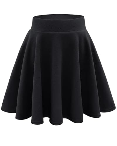 Stelle Girls Skirt Casual Flare Plain Pleated Stretch Waist Skater Skirts Uniform Skorts with Built in Shorts 4-15 Years(Black,XXL) - Image 1
