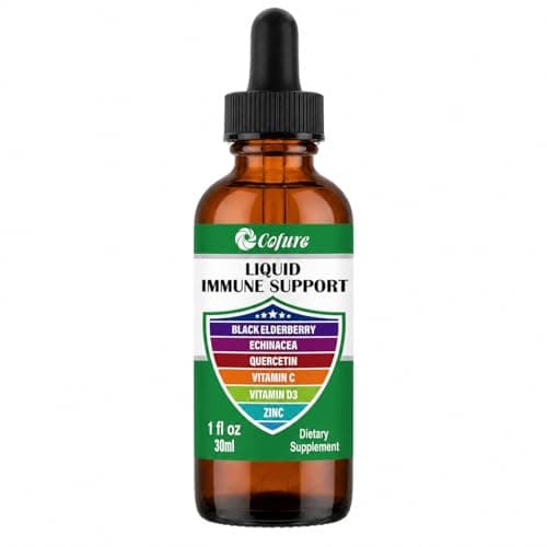 Cofure Zinc Quercetin Vitamin C D3 Liquid Immune Support with Organic Echinacea Elderberry, Immune Defense Drops Supplement for Adults- Vegan, Non-GMO, Gluten Free, 1 Fl Oz - Image 1