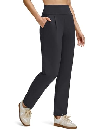G4Free Women's Work Pants High Waist Trousers with Pockets Lounge Trousers Tapered Business Pants Casual Slacks Soft Comfy (Black,XL,Regular) - Image 1