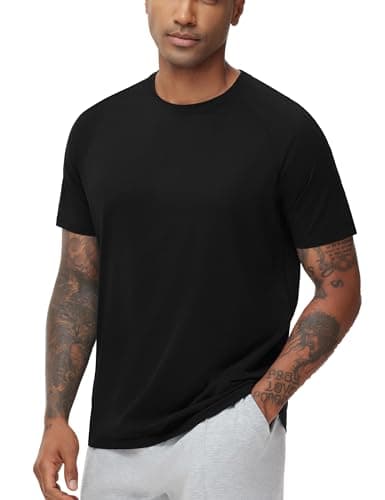 THE GYM PEOPLE Men's Workout T-Shirts Short Sleeve Breathable UPF 50+ Outdoor Athletic Running Tee Tops Black - Image 1