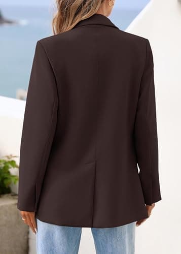 Lazysmile Blazers for Women Business Casual Long Sleeve Lapel Open Front Suit Jacket Office Work Clothes with Pockets Coffee - Thumbnail 2